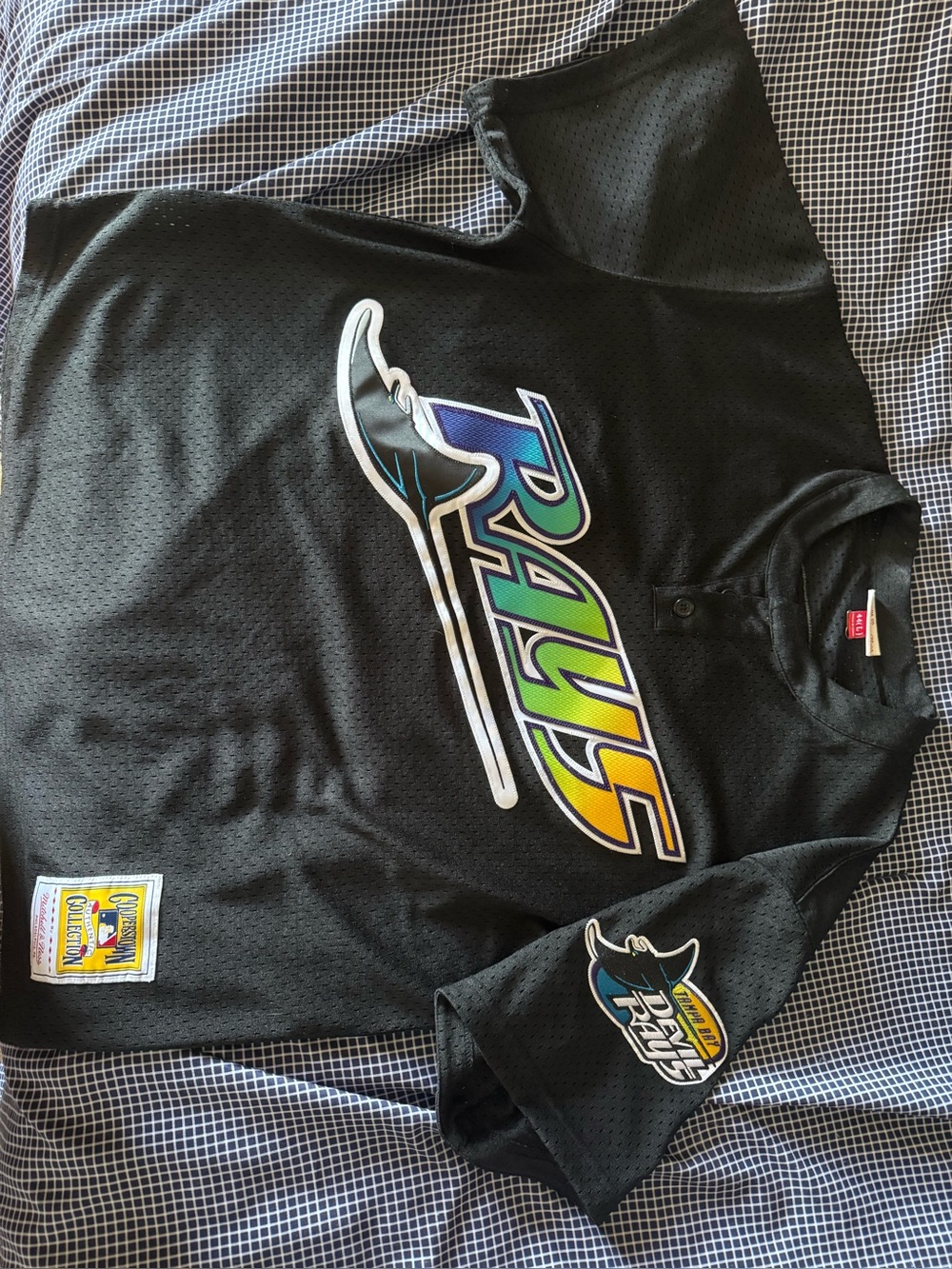 Mitchell & Ness Tampa Bay Rays Black Mesh Button-Up Jersey